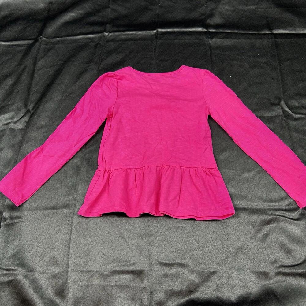 Crazy 8 Girls Hot Pink Long Sleeve Ruffle Hem Shirt Size 5T